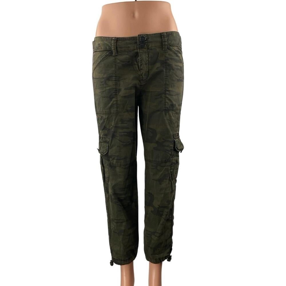 Sanctuary Women's Green Camo Army Mid Rise Tapered Cargo Denim Jeans Size 26